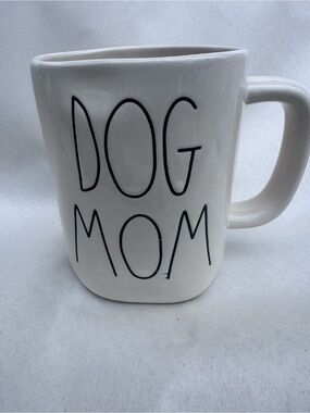 Rae Dunn White Mug with Black "DOG MOM" Lettering